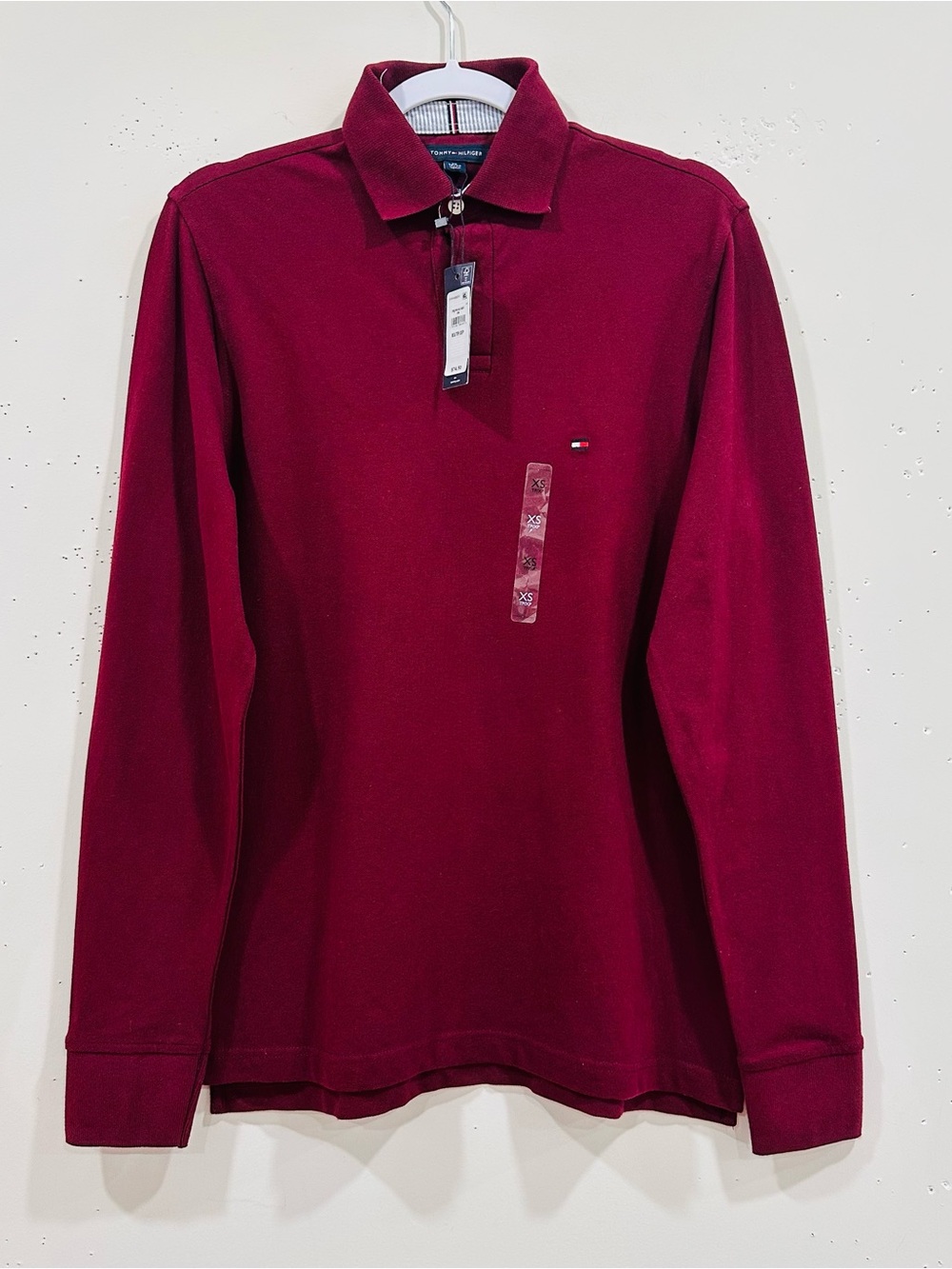 Tommy Hilfiger Polo Shirt Men's XS Regular Fit Stretch Maroon Red NWT